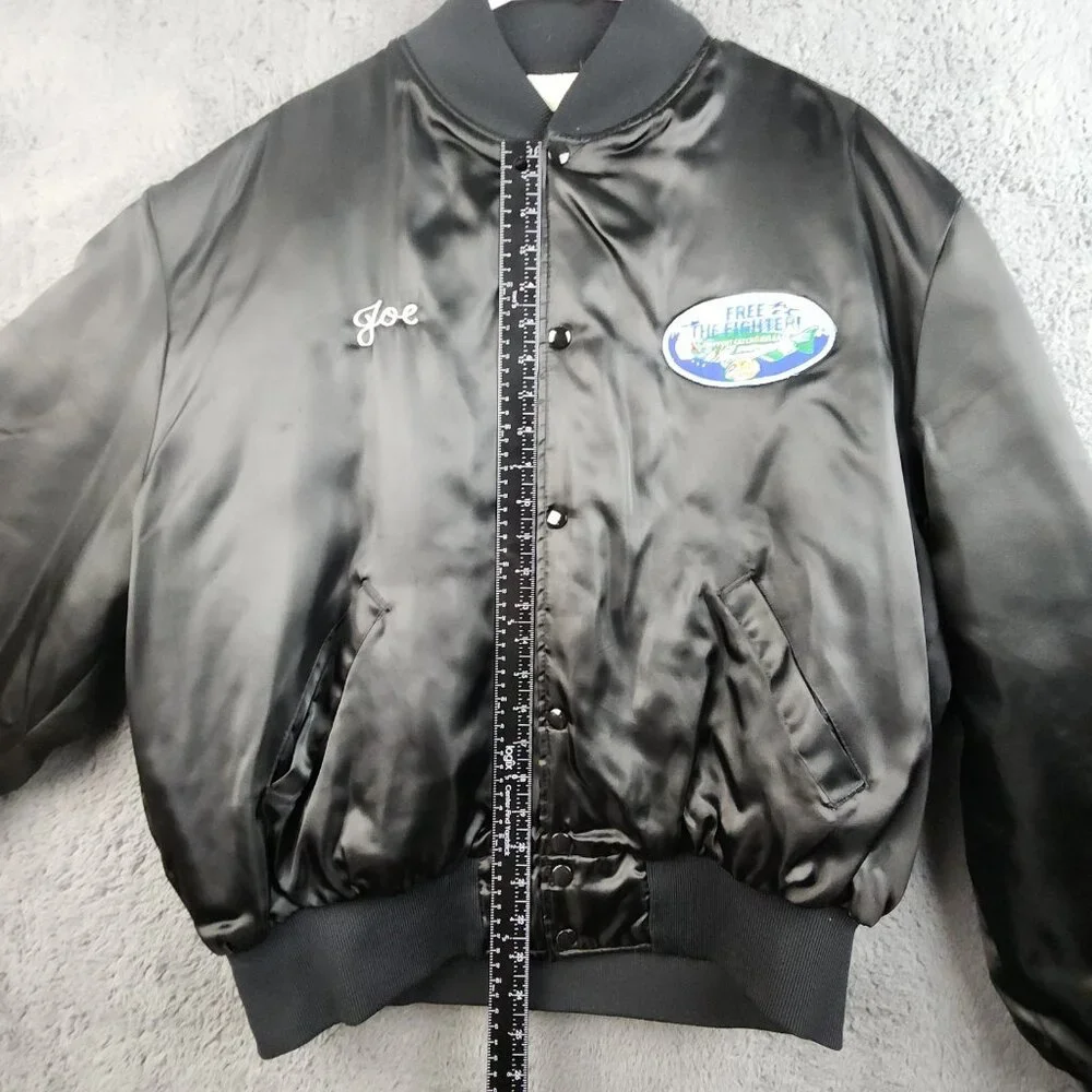 Vintage Satin Bomber Jacket Mens 2XL Quilt Lined 90's USA Made‎ Bassmasters Ohio